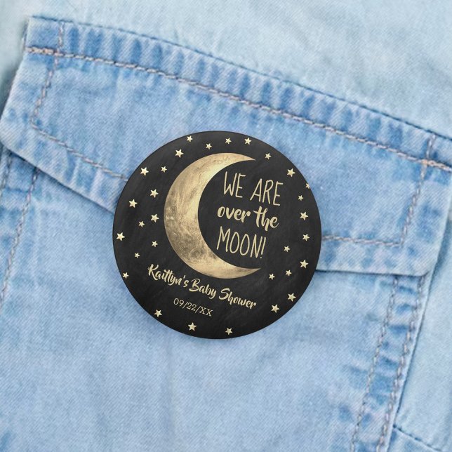 Over The Moon | Baby Shower 6 Cm Round Badge (Creator Uploaded)