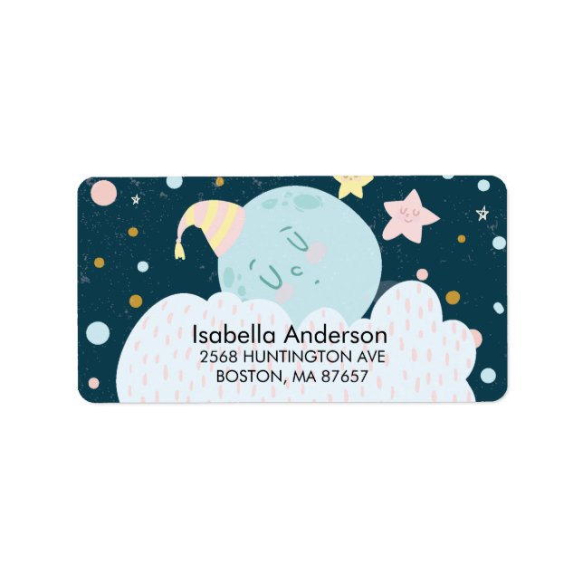 Over the Moon Baby Shower Address Label (Front)