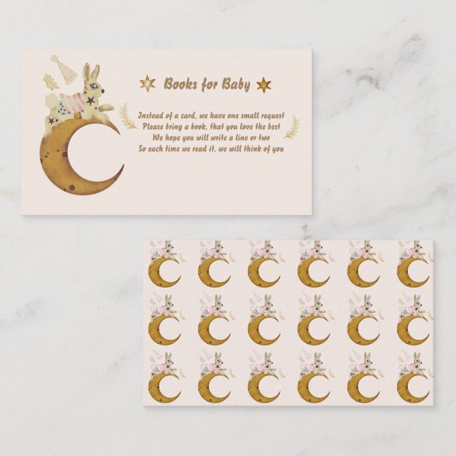 Over the Moon Baby Shower Books for Baby Enclosure Card (Front/Back)