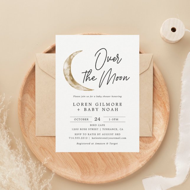 Over The Moon Baby Shower Boy Invitation (Creator Uploaded)