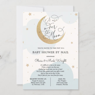 Over the Moon Baby Shower By Mail Invitation
