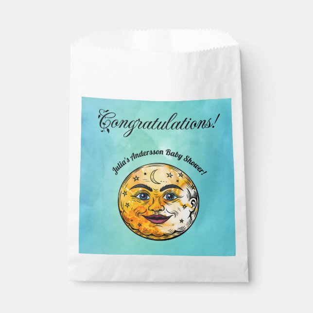 Over the Moon Baby Shower Celebration Favour Bags (Front)