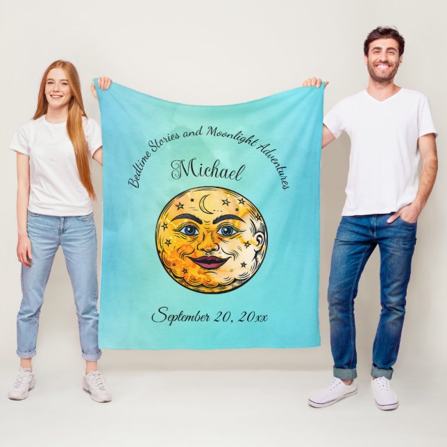 Over the Moon Baby Shower Celebration Fleece Blanket (In Situ)