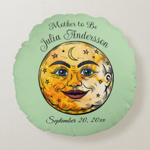 Over the Moon Baby Shower Celebration Round Cushion