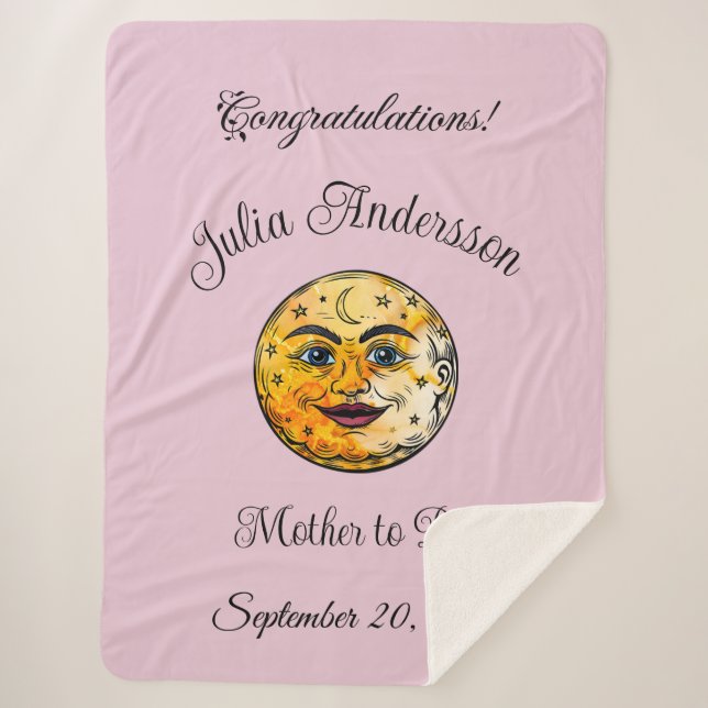 Over the Moon Baby Shower Celebration Sherpa Blanket (Front)