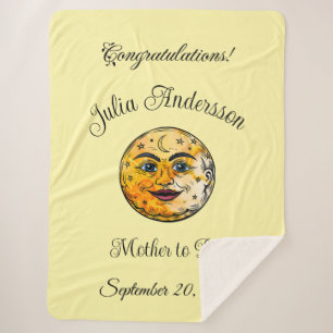 Over the Moon Baby Shower Celebration Sherpa Blanket