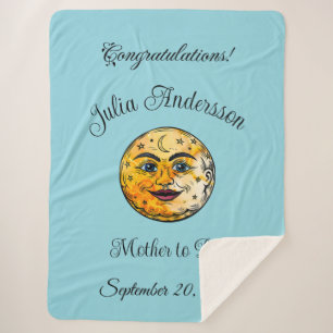 Over the Moon Baby Shower Celebration Sherpa Blanket