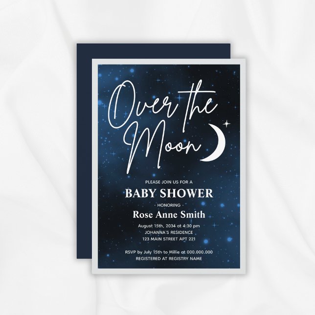 Over The Moon Baby Shower Celestial Party Invitation (Creator Uploaded)