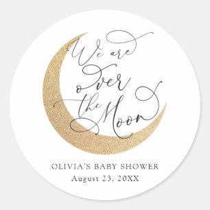 Over the Moon Baby Shower Classic Round Sticker
