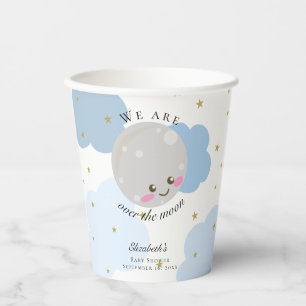 Over the Moon Baby Shower Cute Pastel Paper cup
