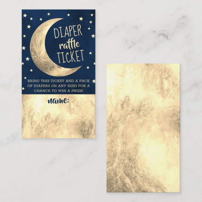 Over The Moon | Baby Shower Diaper Raffle Ticket Enclosure Card (Front/Back)
