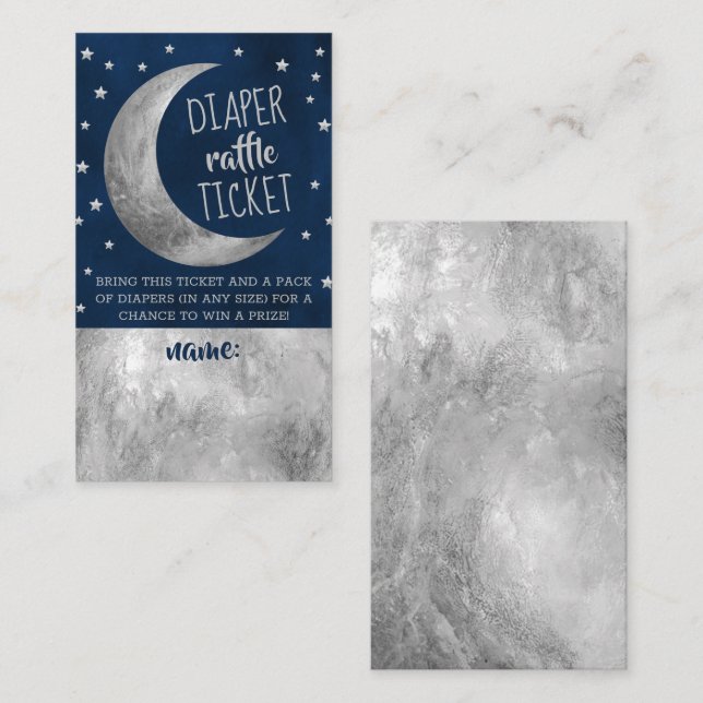 Over The Moon | Baby Shower Diaper Raffle Ticket Enclosure Card (Front/Back)