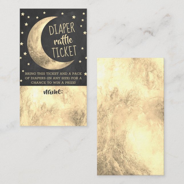 Over The Moon | Baby Shower Diaper Raffle Ticket Enclosure Card (Front/Back)