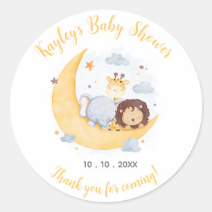 Over the Moon Baby Shower Favour Stickers Animal