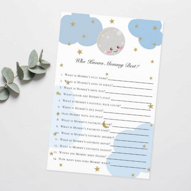 Over the Moon Baby Shower Game Who Knows Mommy  Flyer (Creator Uploaded)