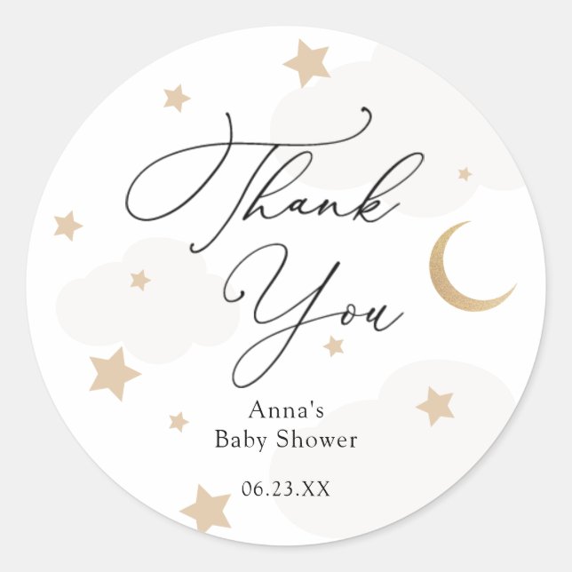 Over the Moon Baby Shower Gift Classic Round Stick Classic Round Sticker (Front)