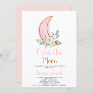 Over the Moon Baby Shower Girl Invitation