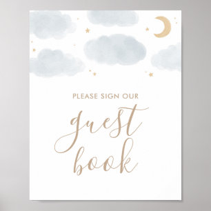Over the Moon Baby Shower Guest Book Sign