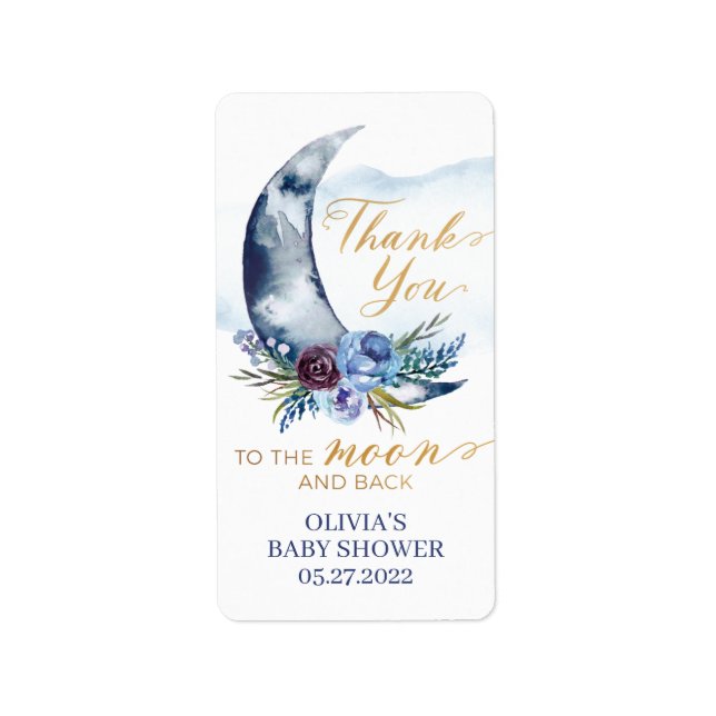 Over the Moon Baby Shower Hand Sanitizer Labels (Front)