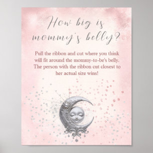 Over The Moon Baby Shower How Big Is Mummy's Belly Poster