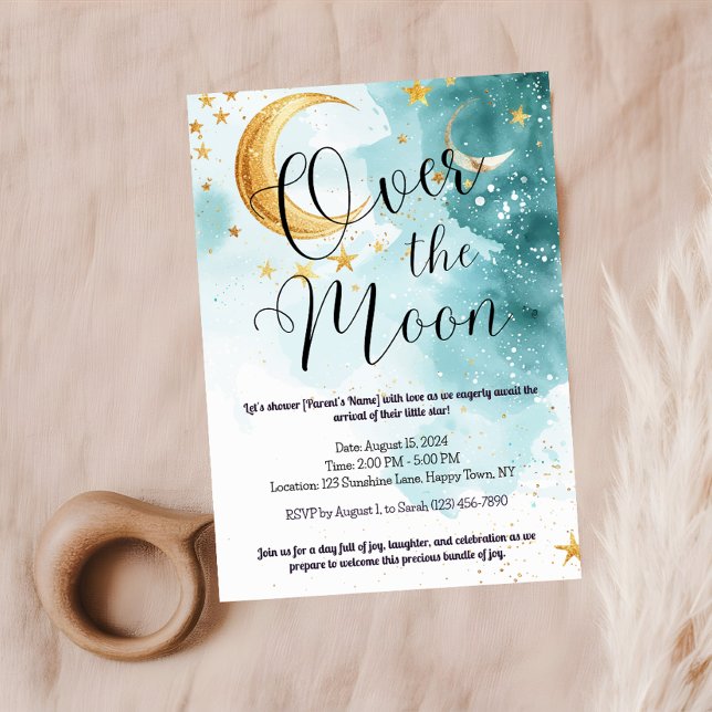 Over the Moon Baby Shower Invitation (Creator Uploaded)