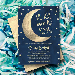 Over The Moon   Baby Shower Invitation