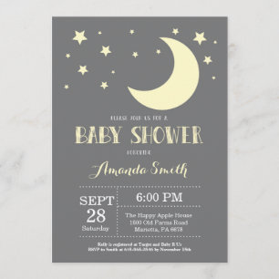 Over the Moon Baby Shower Invitation Yellow