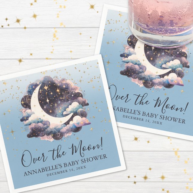Over The Moon Baby Shower Napkin (Over The Moon Baby Shower Napkins)
