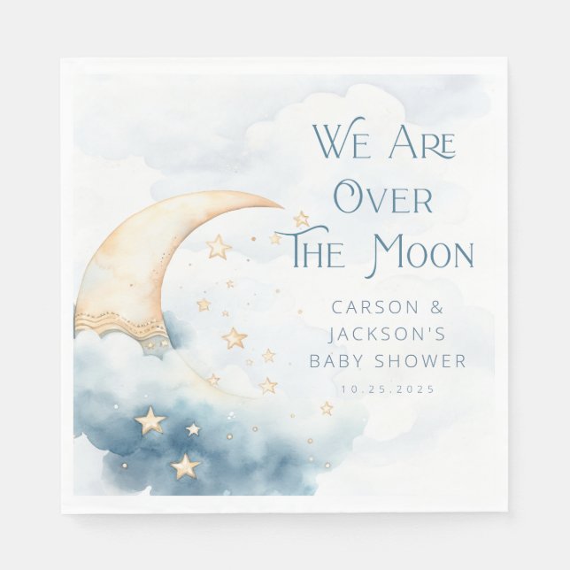 Over the Moon Baby Shower Napkins (Front)