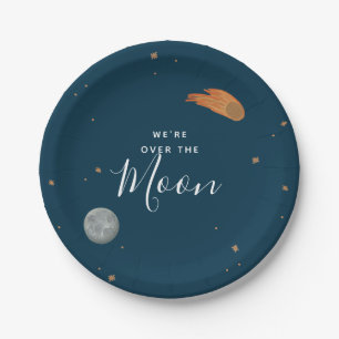 Over the Moon Baby Shower Paper Plate