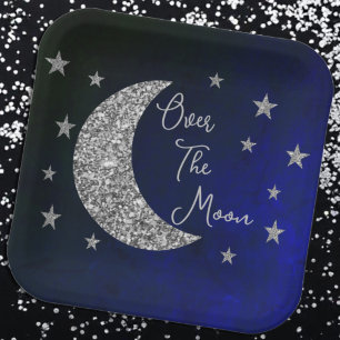 Over The Moon Baby Shower Paper Plate