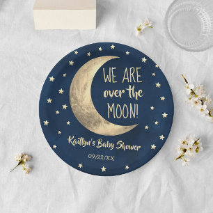Over The Moon Baby Shower Paper Plate