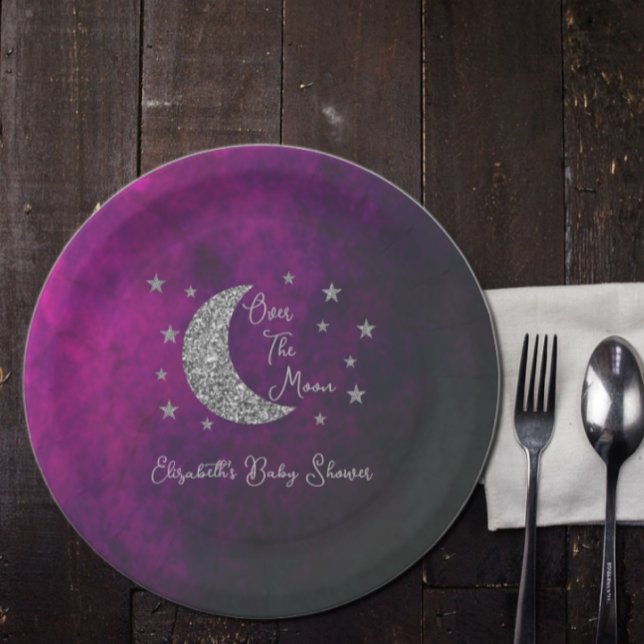Over The Moon Baby Shower Paper Plate (Creator Uploaded)