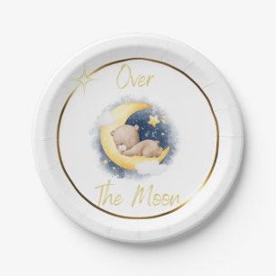 Over the Moon Baby Shower Paper Plates