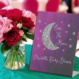 Over The Moon Baby Shower Pedestal Sign