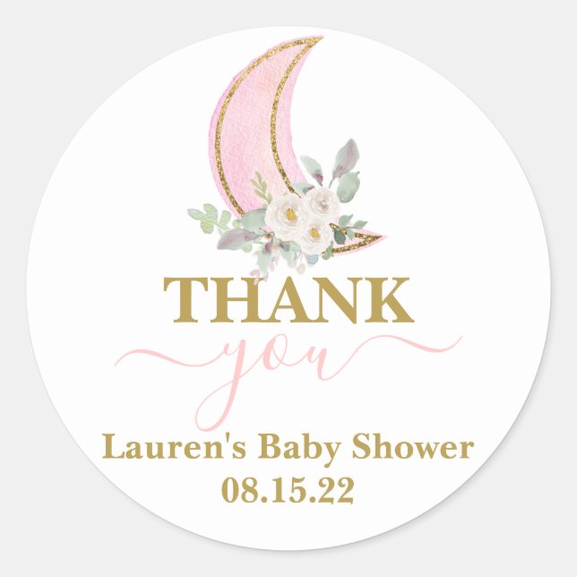 Over the moon Baby Shower Round Sticker (Front)