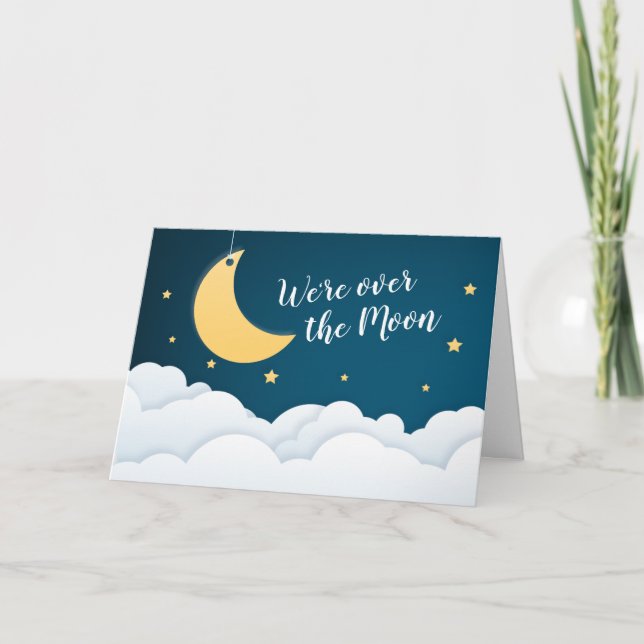 Over the Moon Baby Shower Thank You Card (Front)