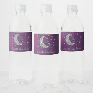 Over The Moon Baby Shower Water Bottle Label