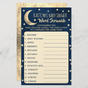 Over The Moon Baby Shower Word Scramble Game