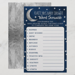 Over The Moon   Baby Shower Word Scramble Game