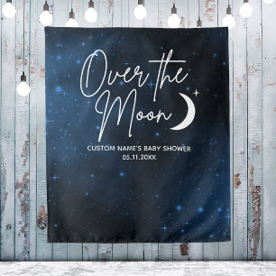 Over The Moon Backdrop Wall Baby Shower Neutral Tapestry