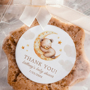 Over the Moon Bear Baby Shoer Thank You Classic Round Sticker