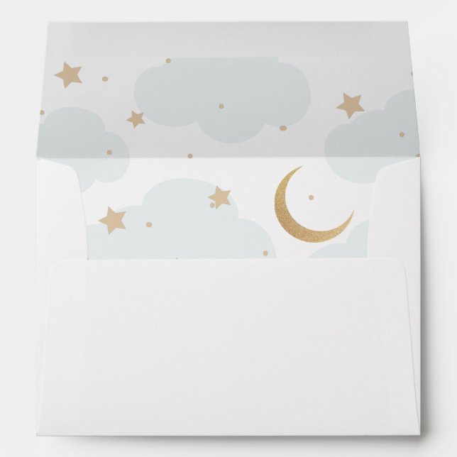 Over the Moon Blue and Gold Lined envelope (Back (Bottom))