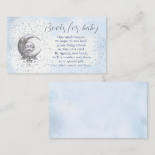 Over The Moon Blue Baby Shower Books for baby Enclosure Card