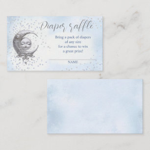 Over The Moon Blue Baby Shower Diaper Raffle Card