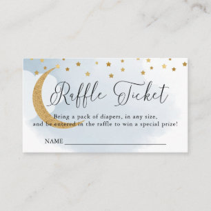 Over the Moon Blue, Baby Shower Raffle Ticket Enclosure Card
