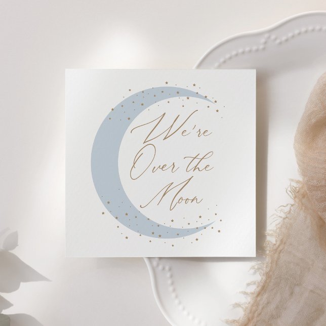 Over the Moon Blue Boy Baby Shower Napkin (Creator Uploaded)