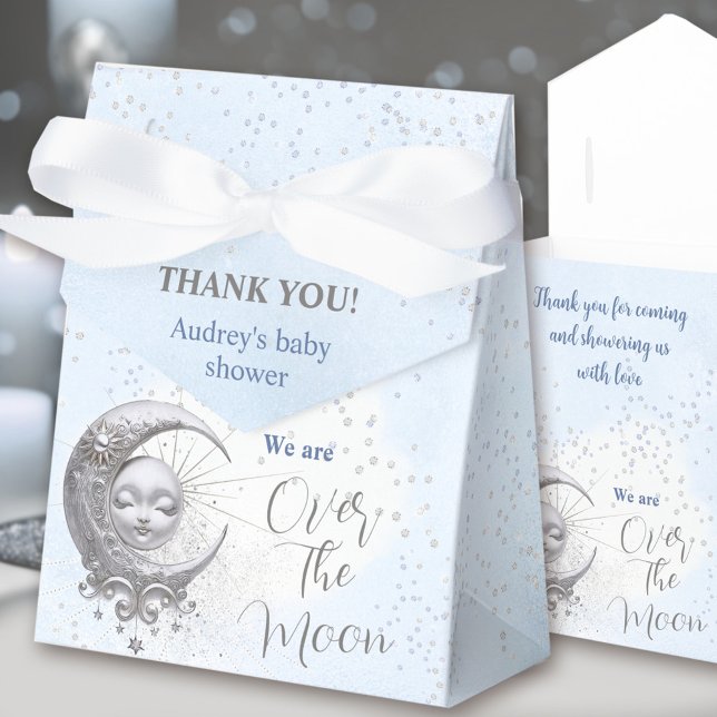 Over The Moon Blue Boy Baby Shower Tent Favour Box (Over The Moon Blue Boy Baby Shower Tent Favor Box)