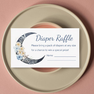over the moon blue diaper raffle baby shower  enclosure card