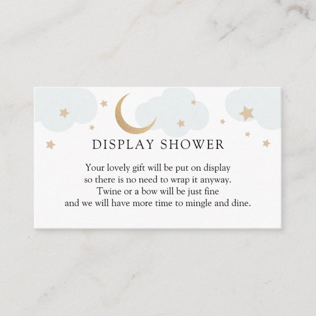 Over the Moon Blue Display Shower Enclosure Card (Front)